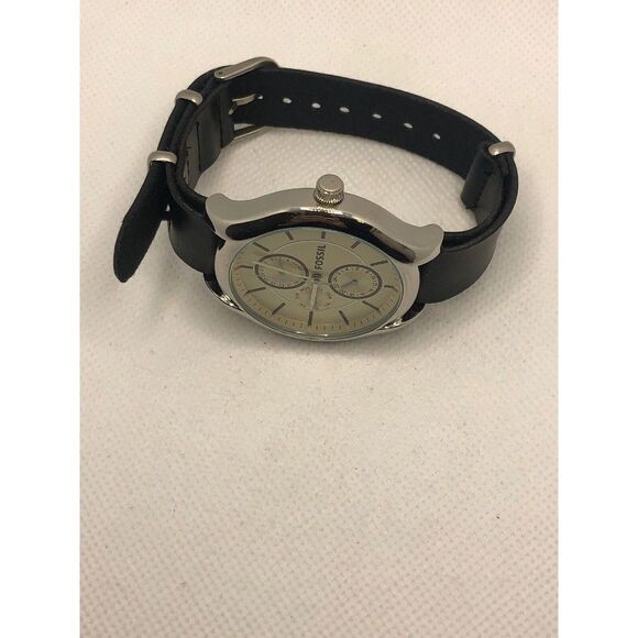 Fossil BQ3090 Unisex Black Leather Analog Dial Quartz Genuine Wrist Watch LP224 - Picture 7 of 9